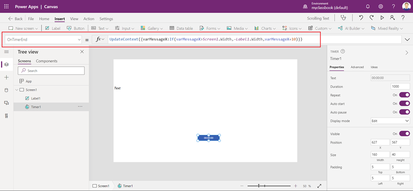 How To Add Marquee (Scrollable Text) In PowerApps